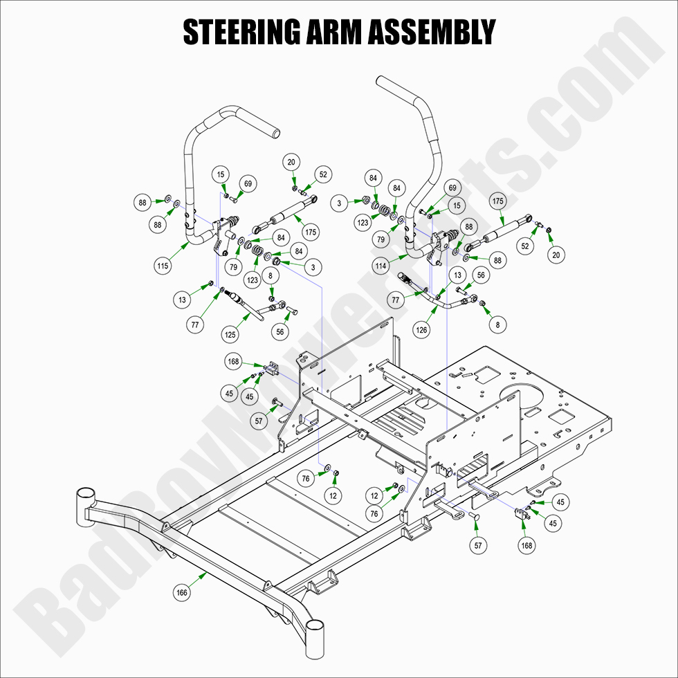 2959 - Bad Boy Mower Parts Lookup > 2022 > ZT Avenger > Steering Arm Assembly